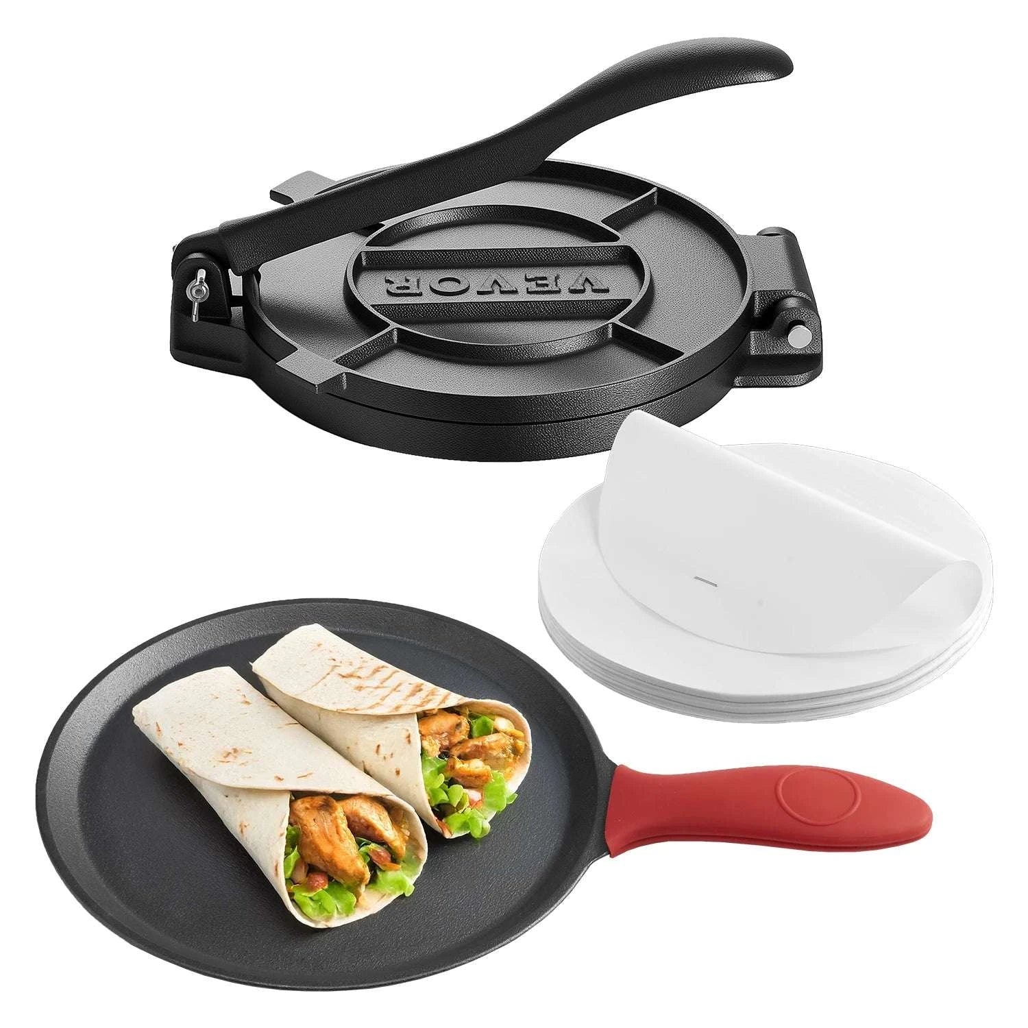 8-Inch Cast Iron Tortilla Press with 10.5" Pan & Easy Handle-8inch / United States