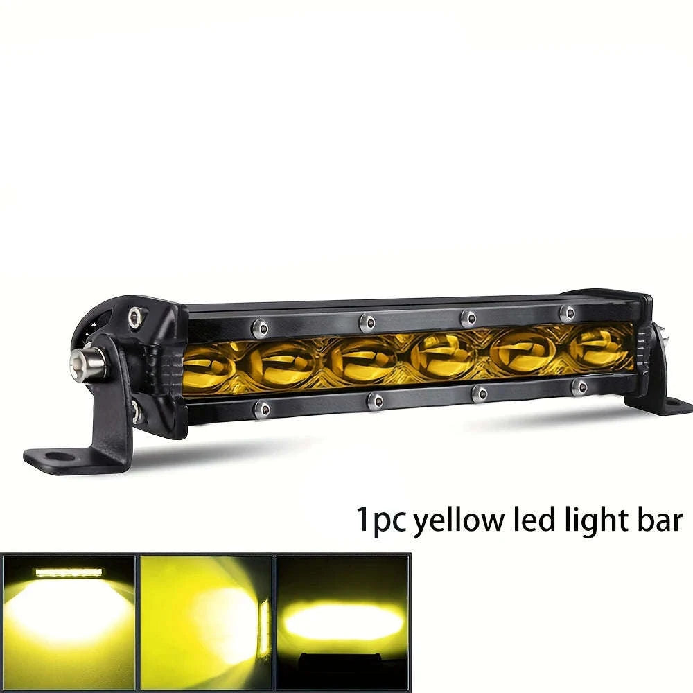 8 Inch LED Light Bar 12V 24V Spot Work Light-2pcs 8inch yellow / China Mainland