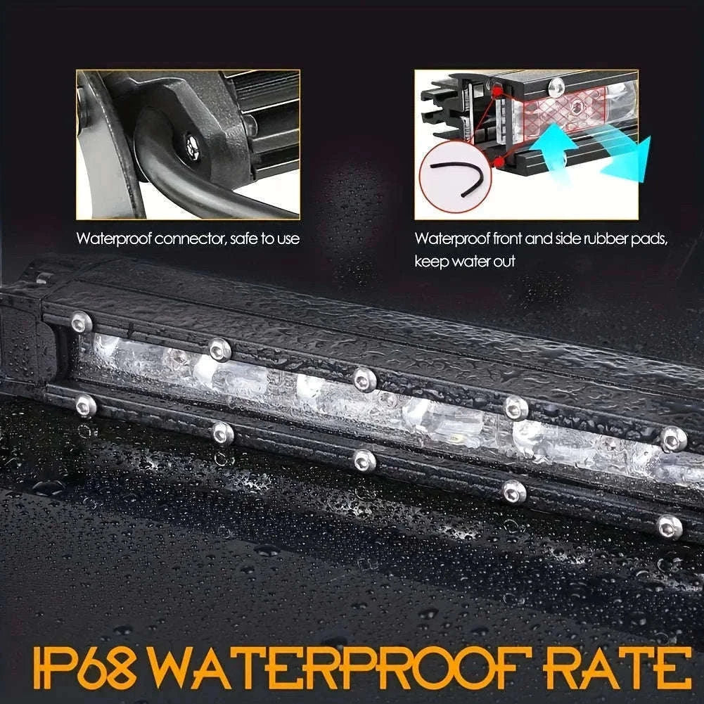 8 Inch LED Light Bar 12V 24V Spot Work Light-2pcs 8inch yellow / China Mainland