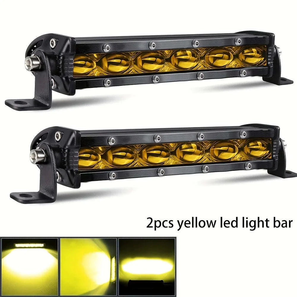8 Inch LED Light Bar 12V 24V Spot Work Light-2pcs 8inch yellow / China Mainland
