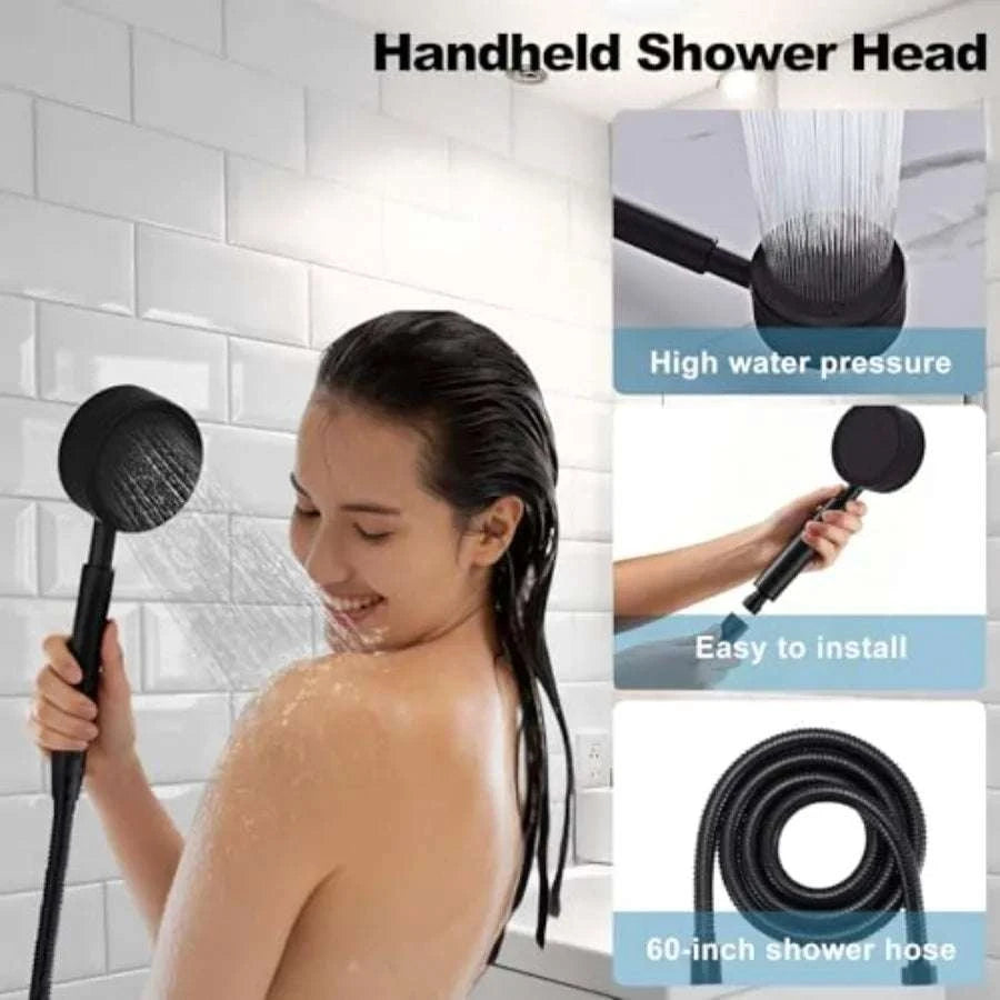 8-Inch Rain Shower Head Set with Handheld Sprayer and Filter-United States / Black