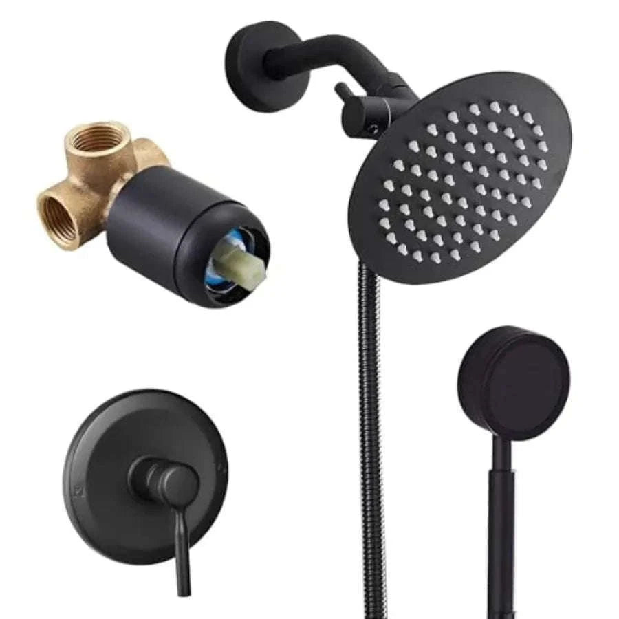 8-Inch Rain Shower Head Set with Handheld Sprayer and Filter-United States / Black