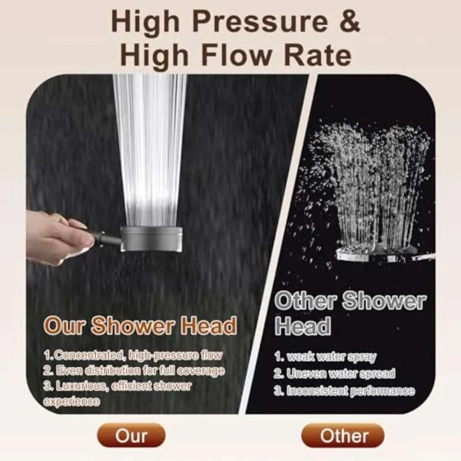 8-Inch Rain Shower Head Set with Handheld Sprayer and Filter-United States / Black