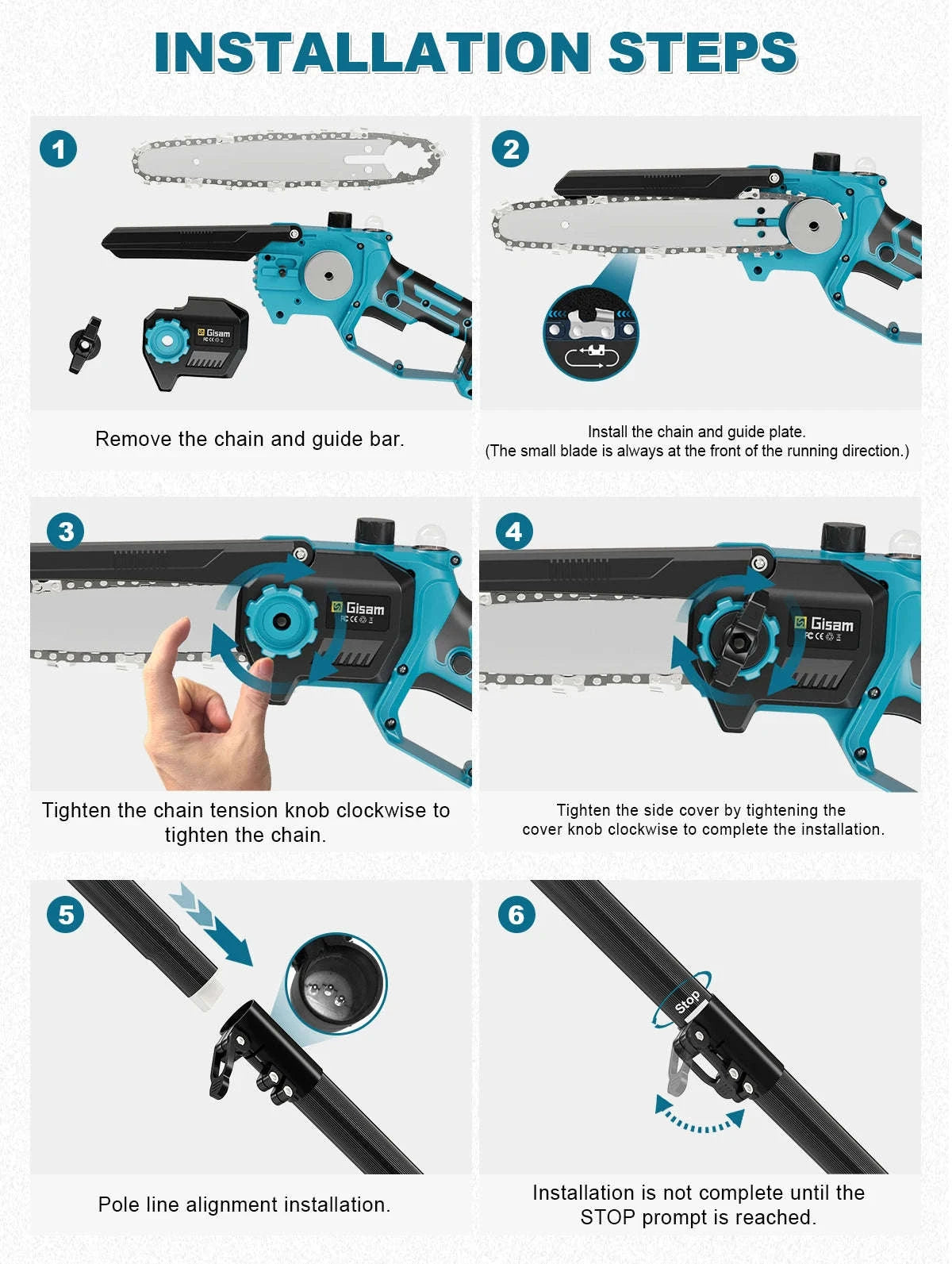 8 Inch Telescoping Pole Electric Chainsaw-1 Battery / Brazil