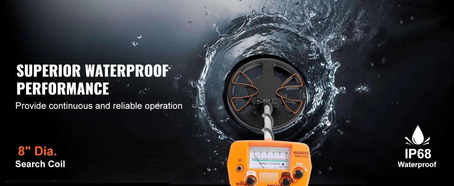 8-Inch Waterproof Metal Detector with Adjustable Shaft for Adults-Orange / CZECH REPUBLIC