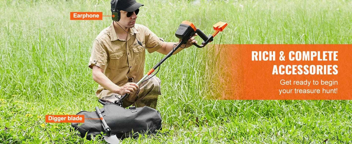 8-Inch Waterproof Metal Detector with Adjustable Shaft for Adults-Orange / CZECH REPUBLIC