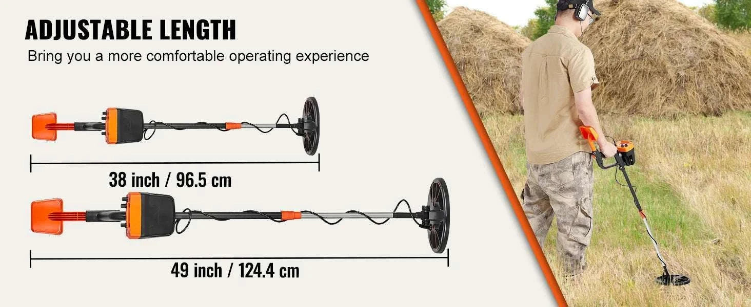 8-Inch Waterproof Metal Detector with Adjustable Shaft for Adults-Orange / CZECH REPUBLIC