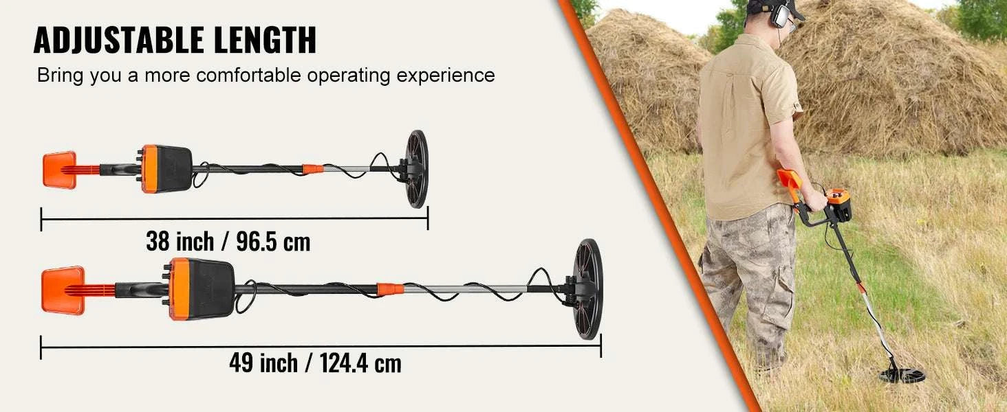 8-Inch Waterproof Metal Detector with Adjustable Shaft for Adults-Orange / CZECH REPUBLIC