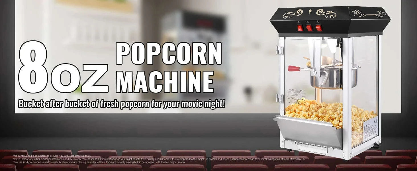 8 Oz Countertop Popcorn Maker Machine-Black / CZECH REPUBLIC