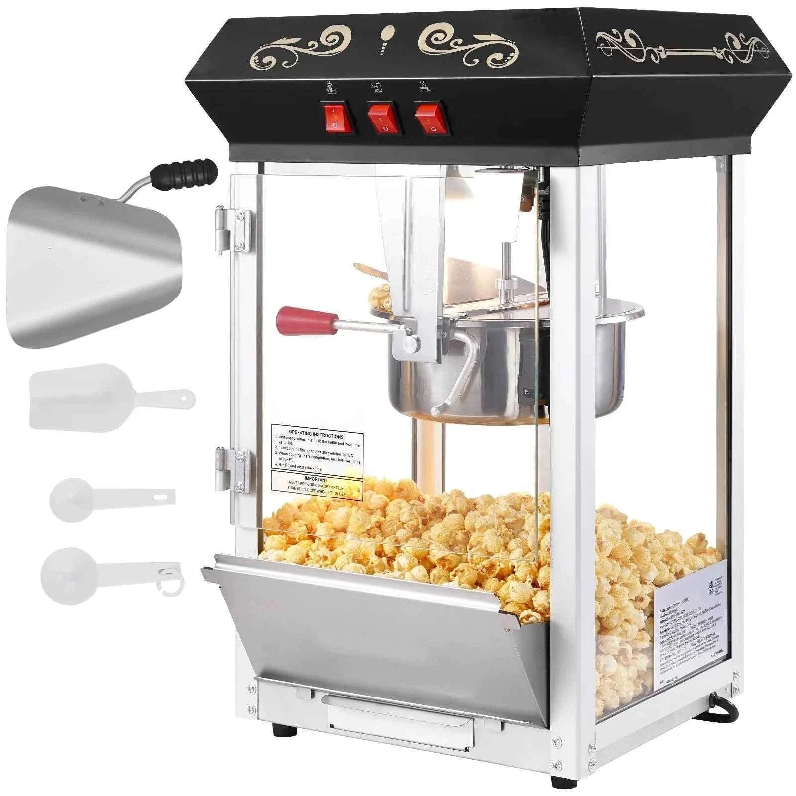 8 Oz Countertop Popcorn Maker Machine-Black / CZECH REPUBLIC