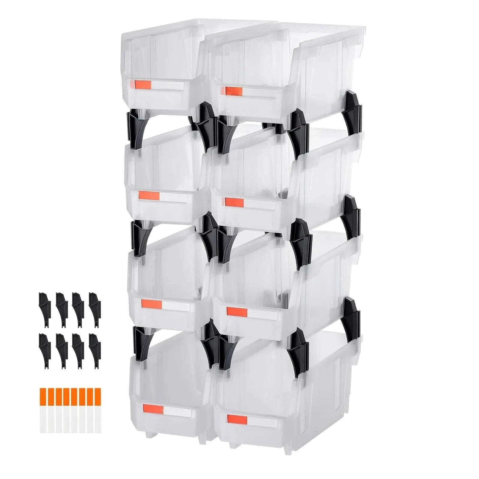 8 Pack Stackable Storage Bins with Front Access Organizer Boxes-Transparent / spain