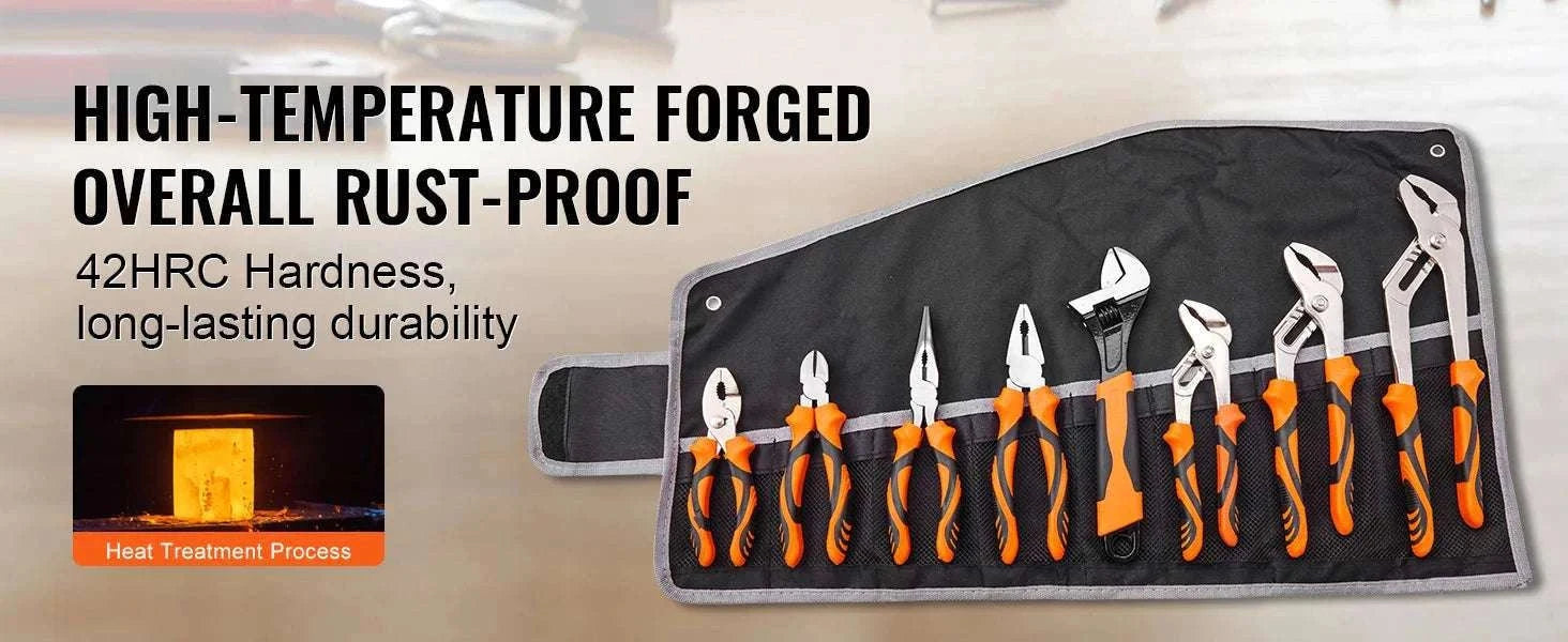 8-Piece Pliers Set with Adjustable Wrench Heavy-Duty Steel Tools Kit-6 to 12 inch 8 sets / United States