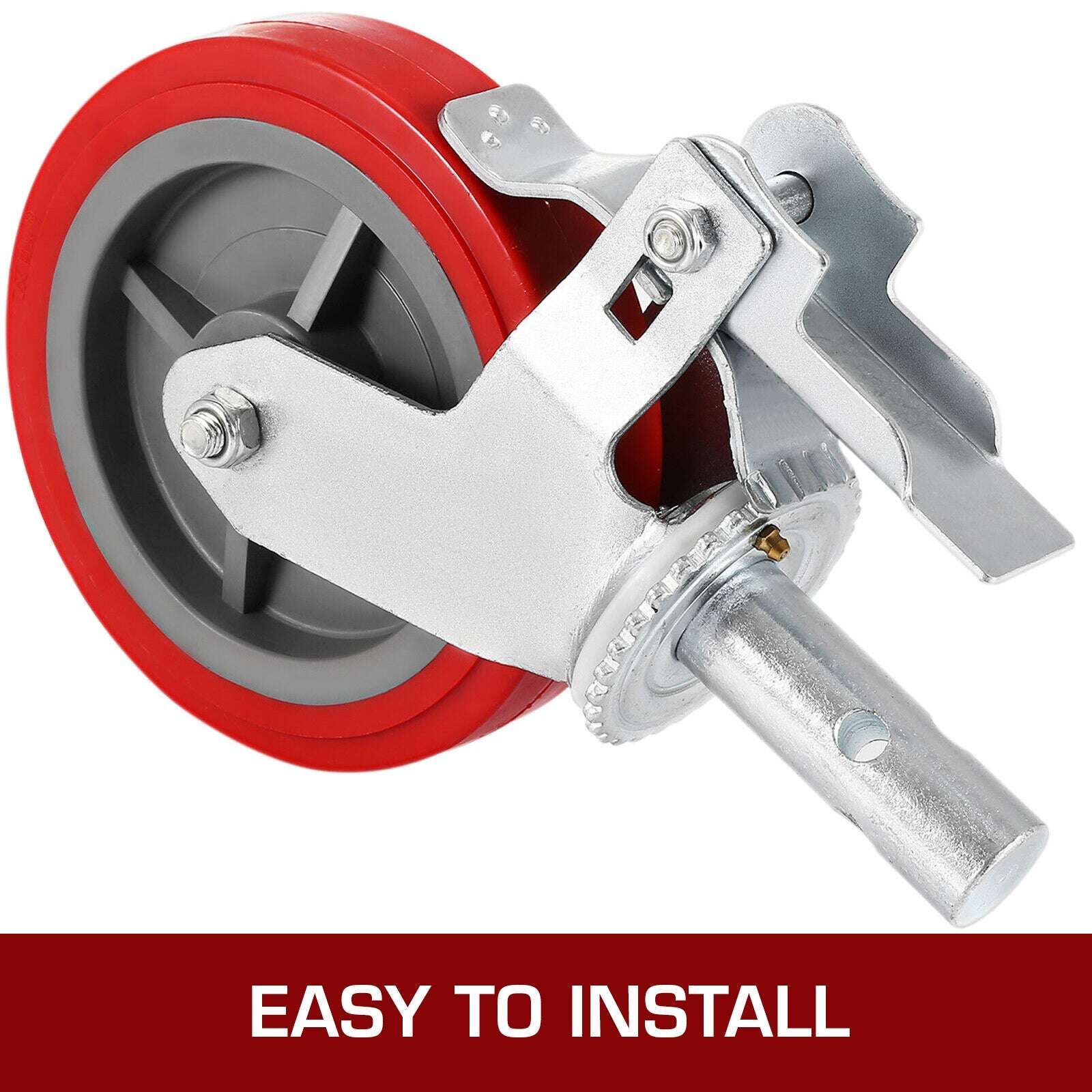 8" Polyurethane Swivel Caster Wheels Set of 4 with Brakes 3200 lb-red / United States