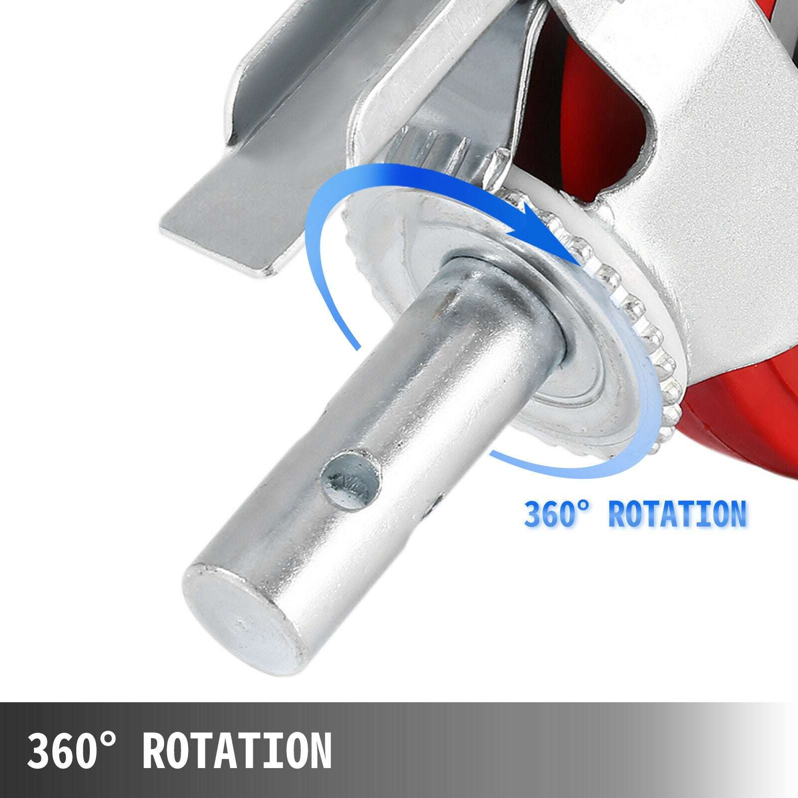 8" Polyurethane Swivel Caster Wheels Set with Brakes 3200 lb-Red / United States