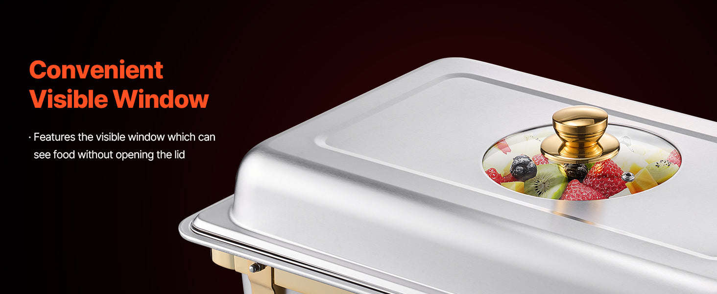 8 Qt 2-Pack Chafing Dish Buffet Set with 4 Full Size Pans-4 Packs / United States