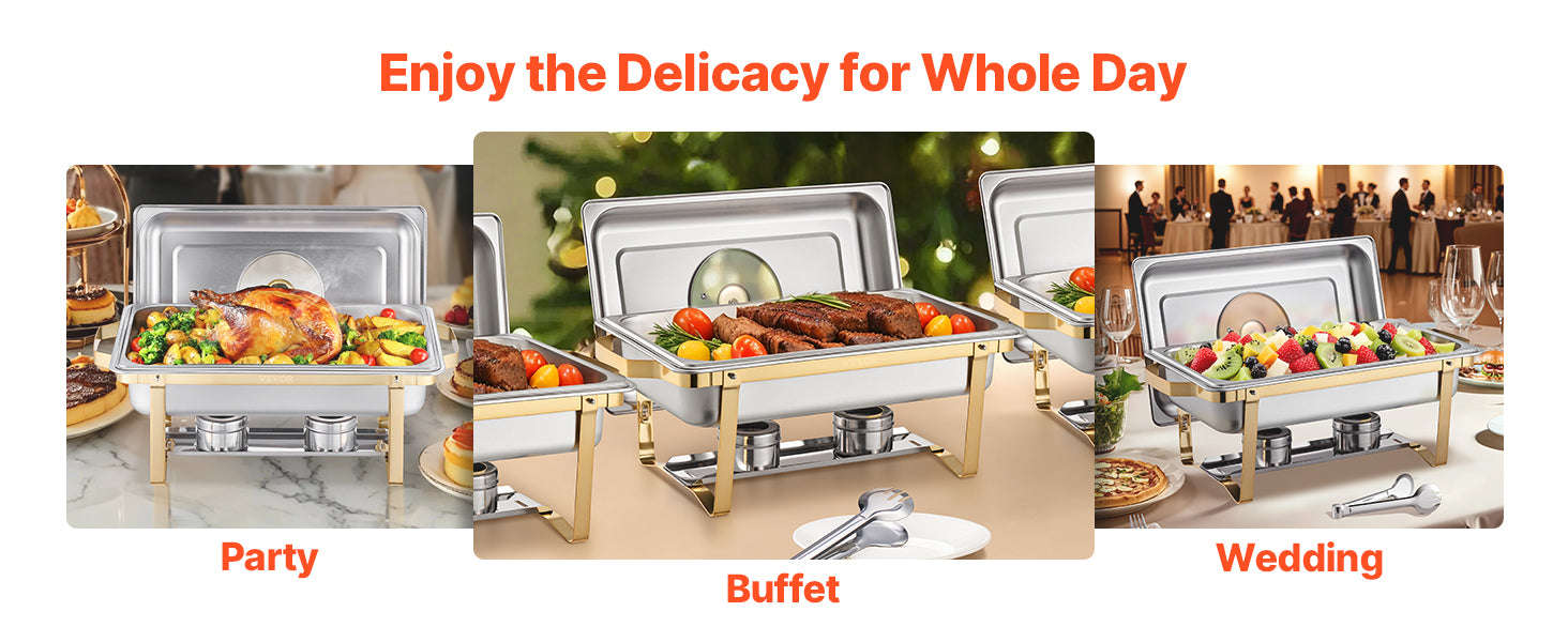 8 Qt 2-Pack Chafing Dish Buffet Set with 4 Full Size Pans-4 Packs / United States