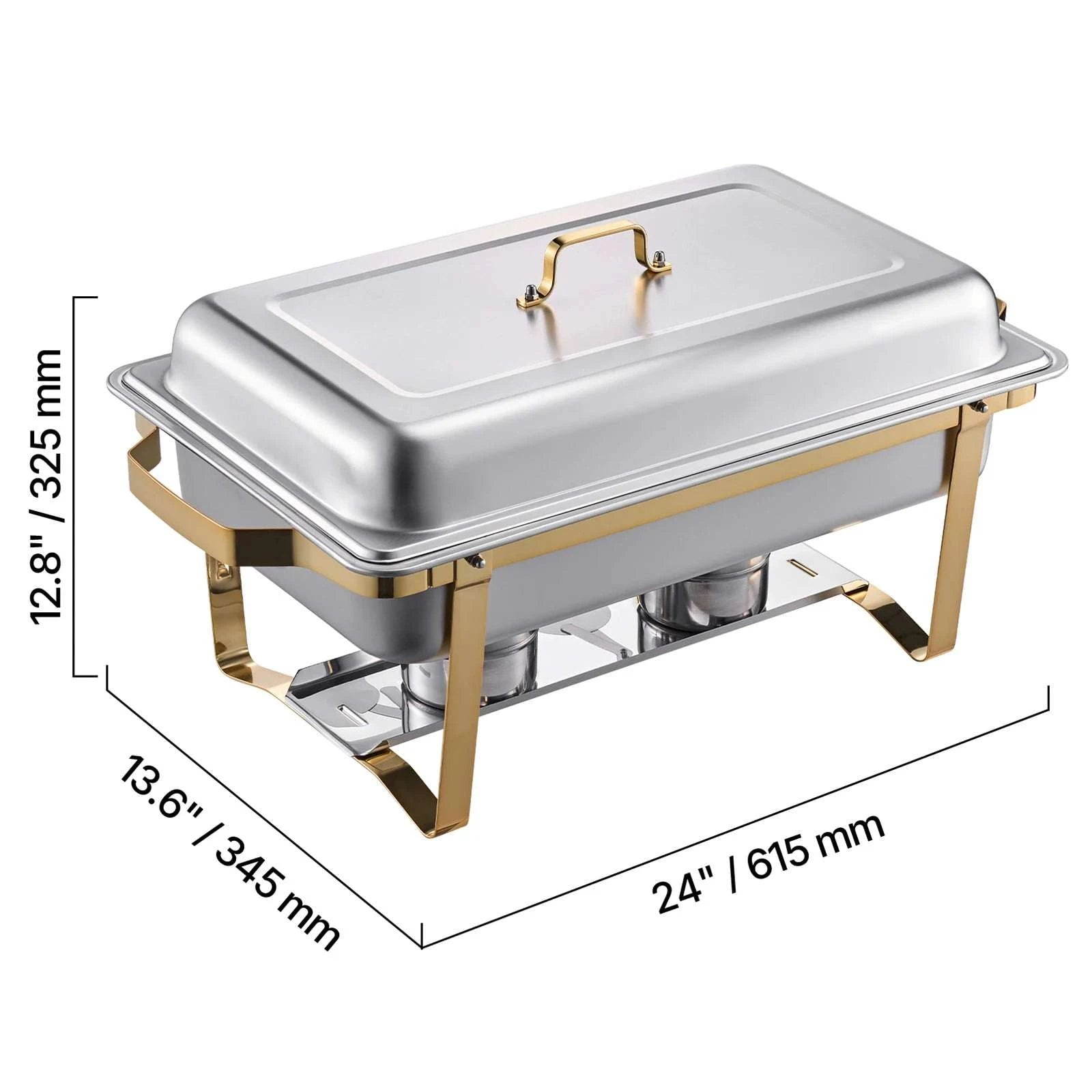 8 Qt Chafing Dish Buffet Set 4 Pack with Full & Half Pans-4pcs Silvery / United States