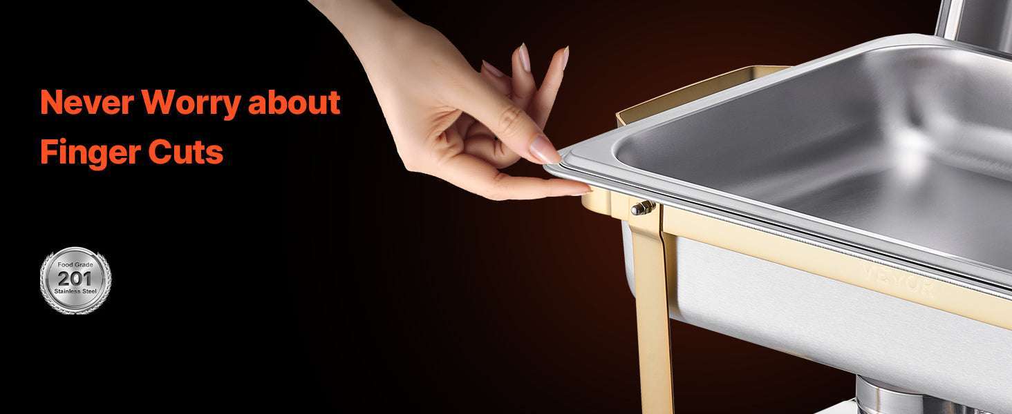 8 Qt Chafing Dish Buffet Set with 6 Pans for Catering & Events-Gold 4pcs / UNITED KINGDOM