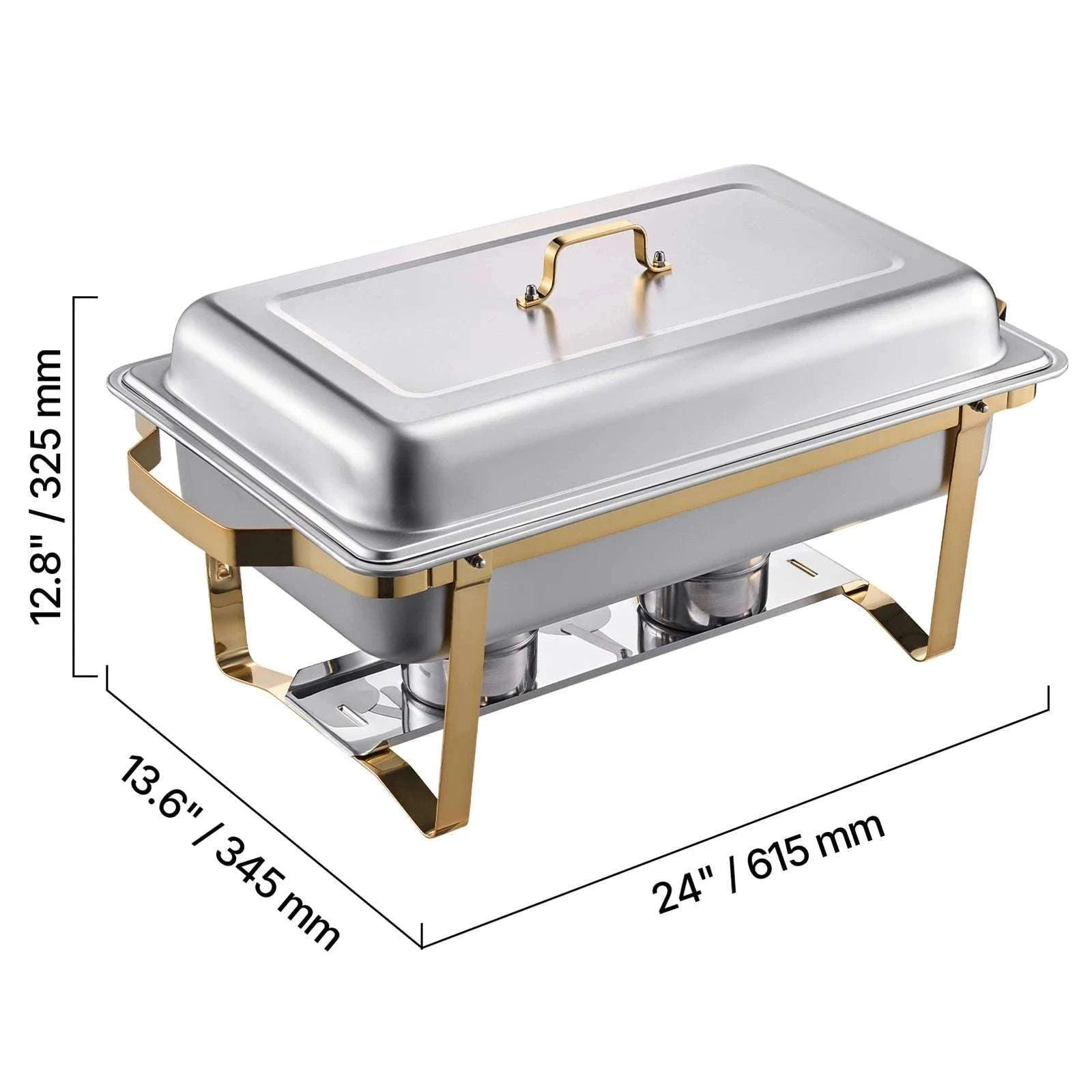 8 Qt Chafing Dish Buffet Set with 6 Pans for Catering & Events-Gold 4pcs / UNITED KINGDOM