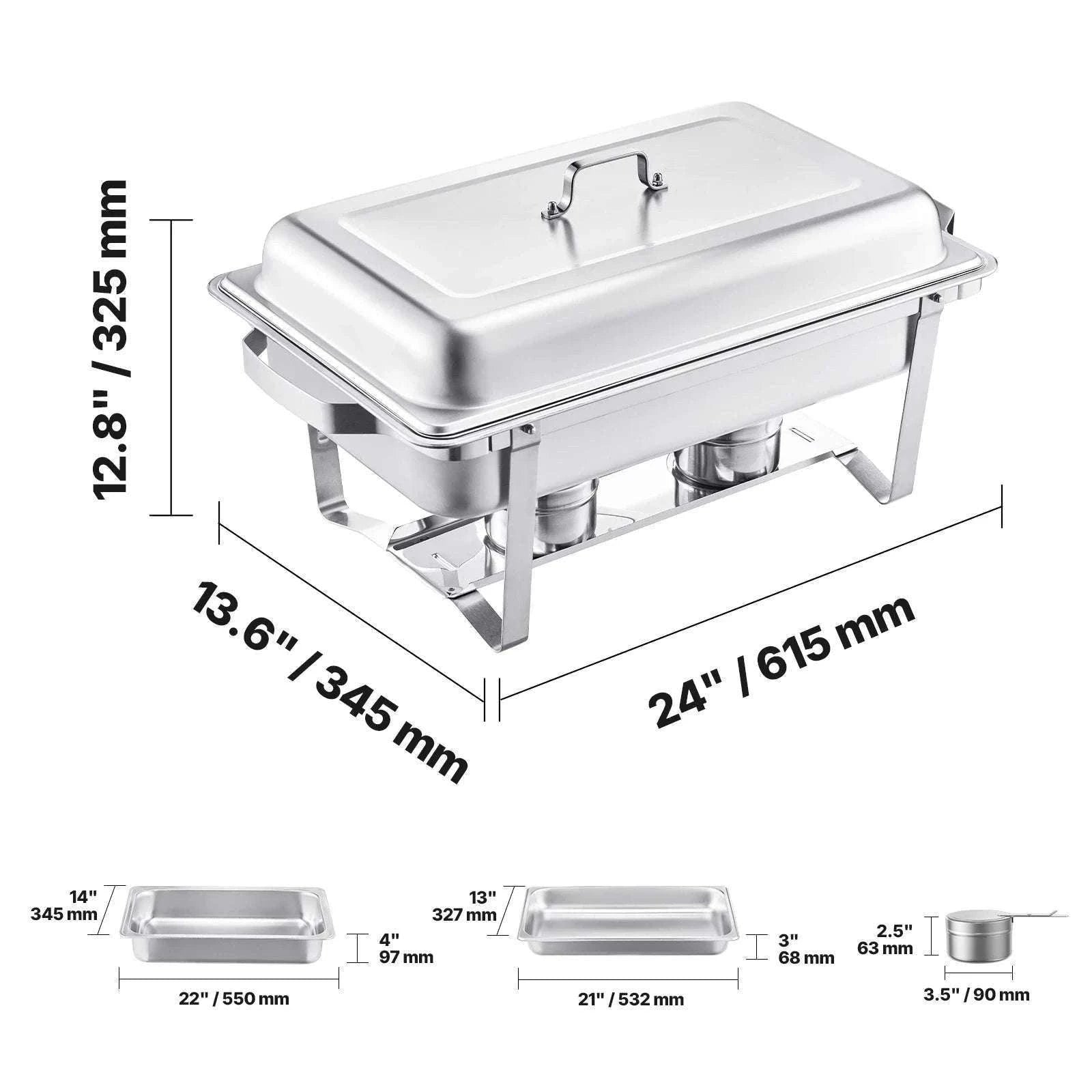 8 Qt Chafing Dish Buffet Set with 6 Pans for Catering & Events-Gold 4pcs / UNITED KINGDOM