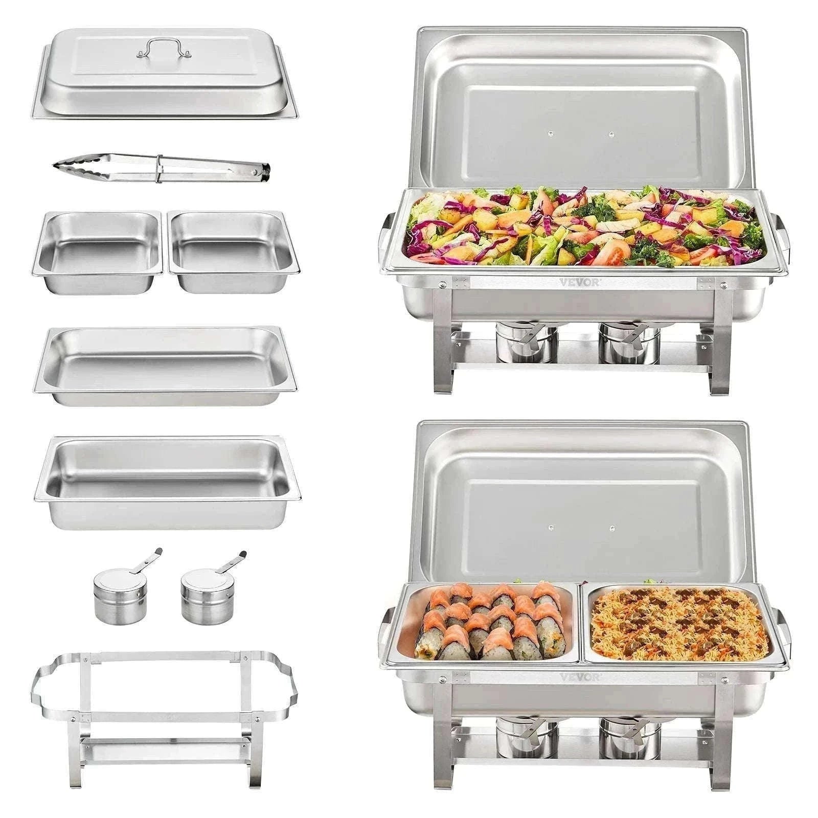 8 Qt Rectangle Chafing Dish Buffet Warmer Set-2 Packs / United States