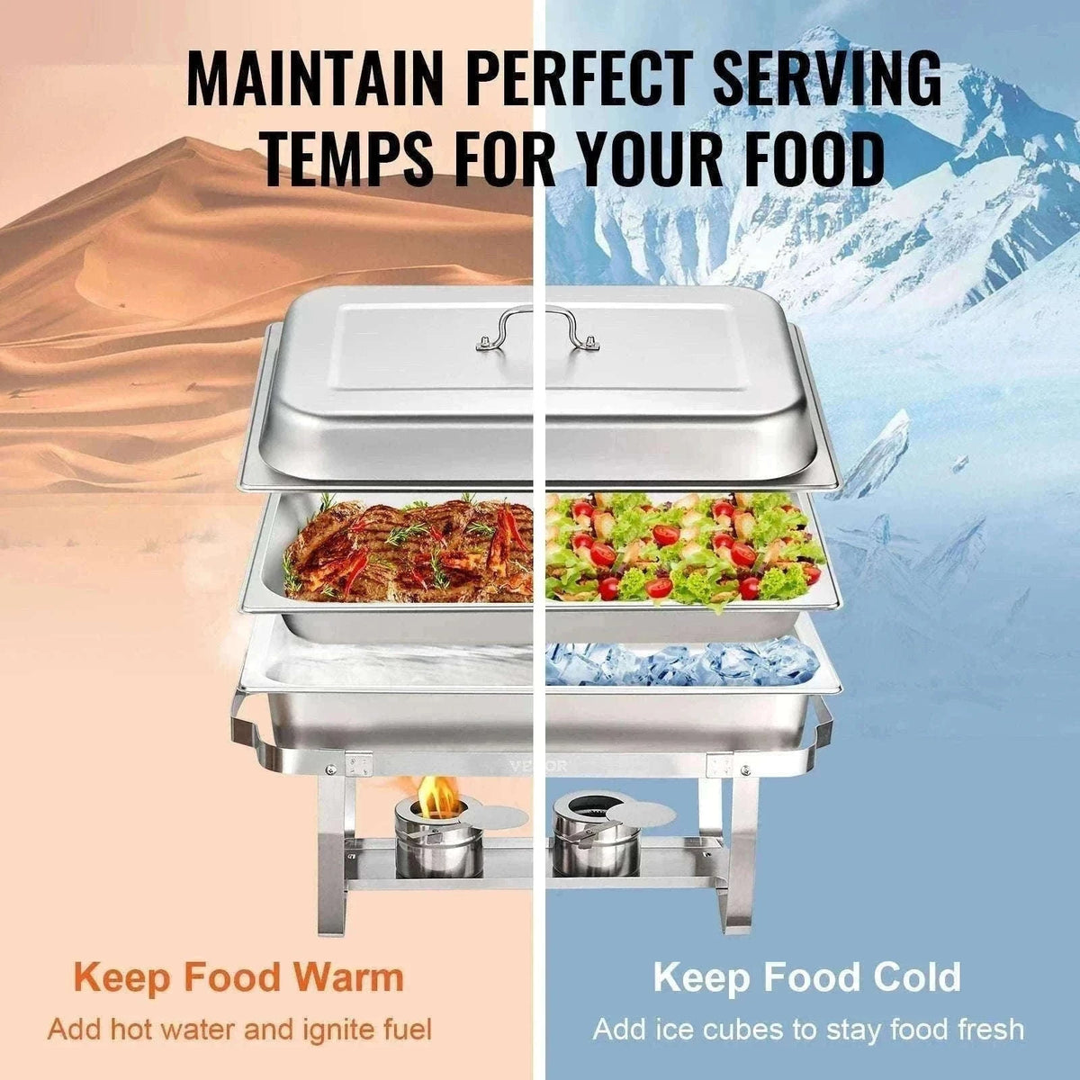 8 Qt Rectangle Chafing Dish Buffet Warmer Set-2 Packs / United States