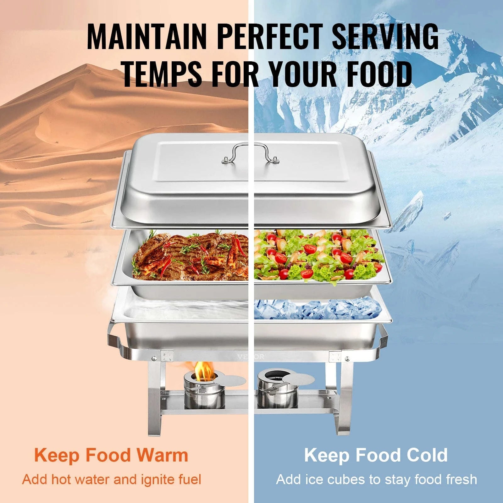 8 Qt Rectangle Chafing Dish Buffet Warmer Set-2 Packs / United States