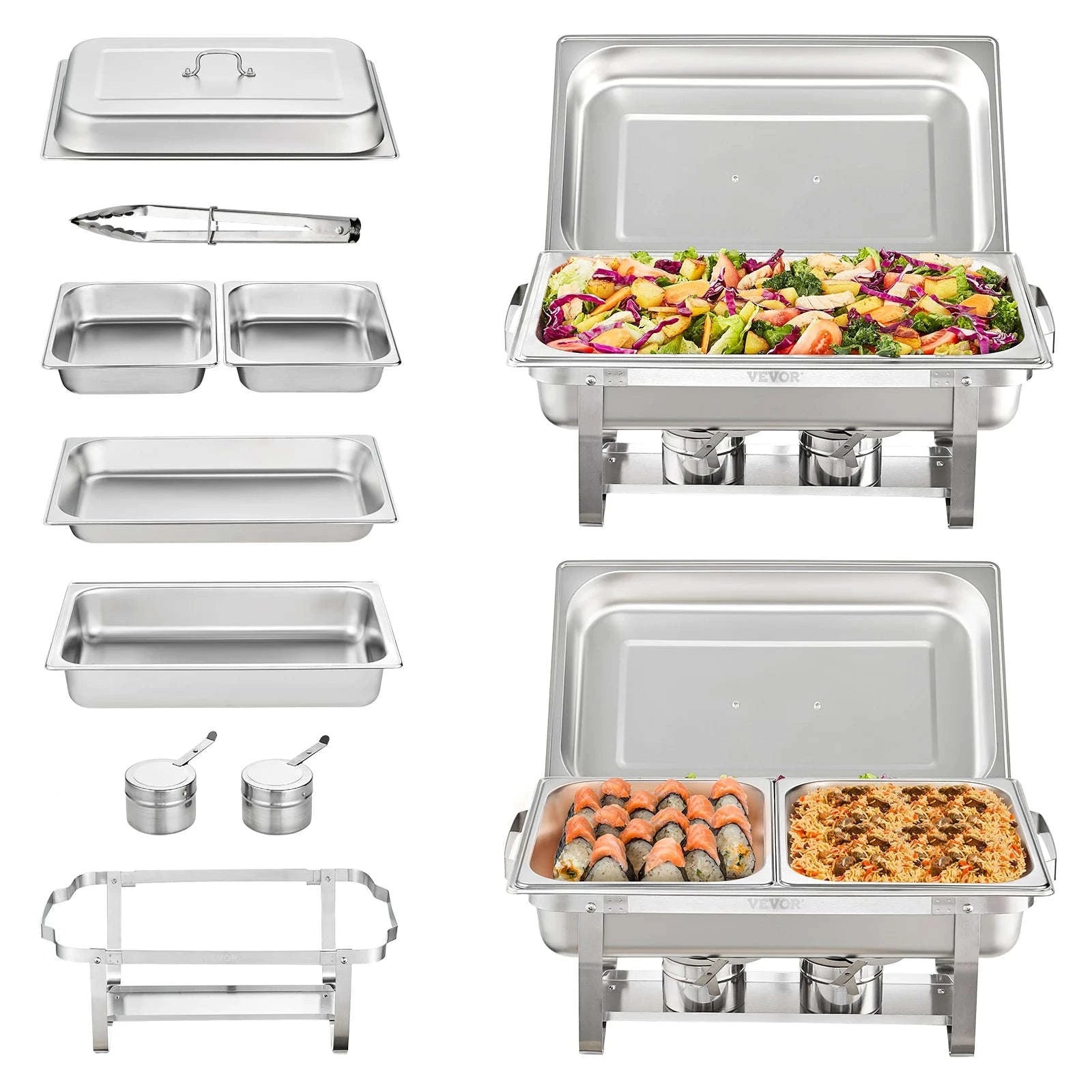 8 Qt Rectangle Chafing Dish Buffet Warmer Set-2 Packs / United States