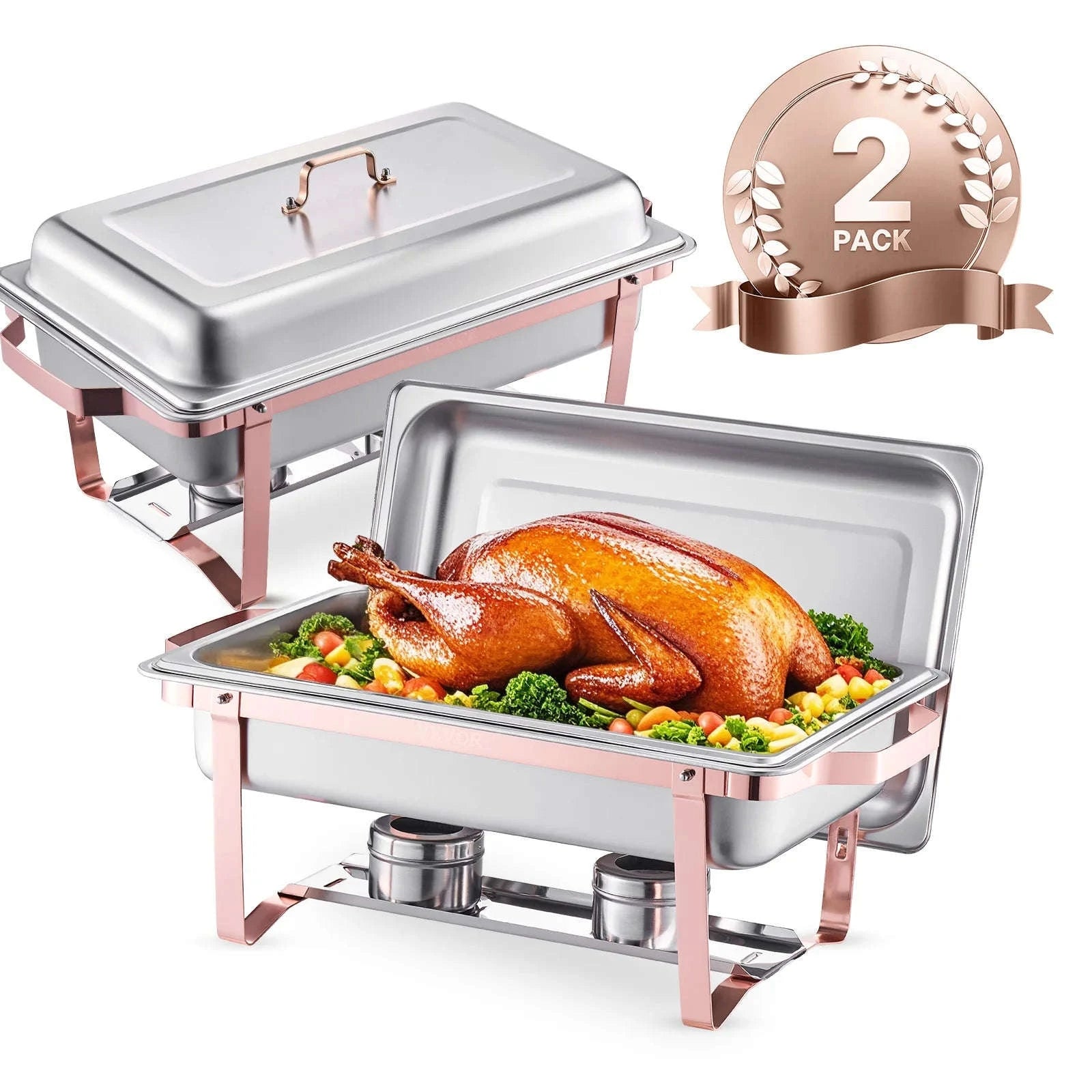 8 Qt Rectangle Chafing Dish Buffet Warmer Set-2 Packs / United States