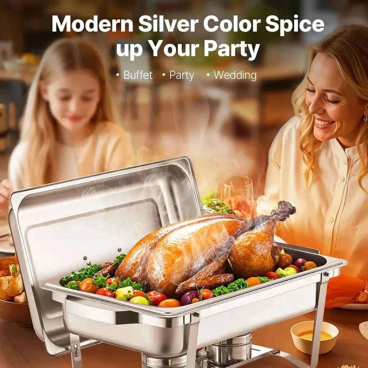 8 Qt Rectangle Chafing Dish Buffet Warmer Set-2 Packs / United States