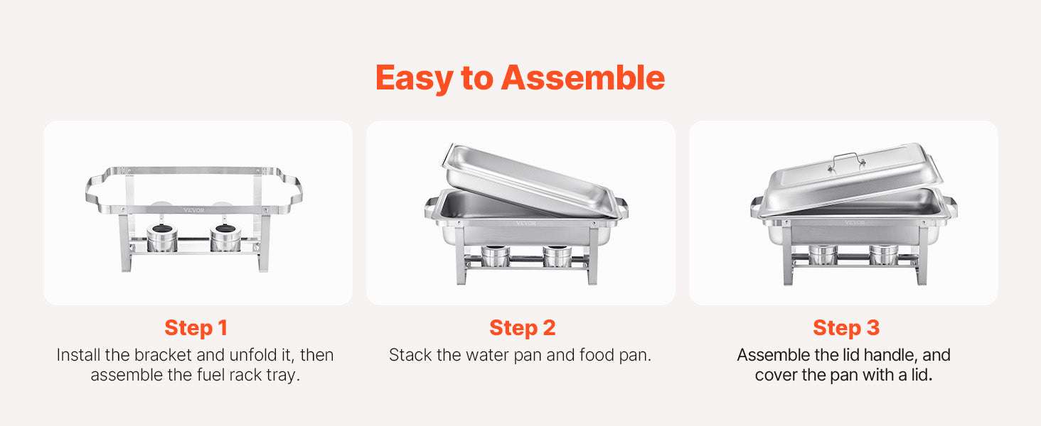 8 Qt Stainless Steel Chafing Dish Buffet Set with Lid (4/6 Pack)-6 packs / CZECH REPUBLIC