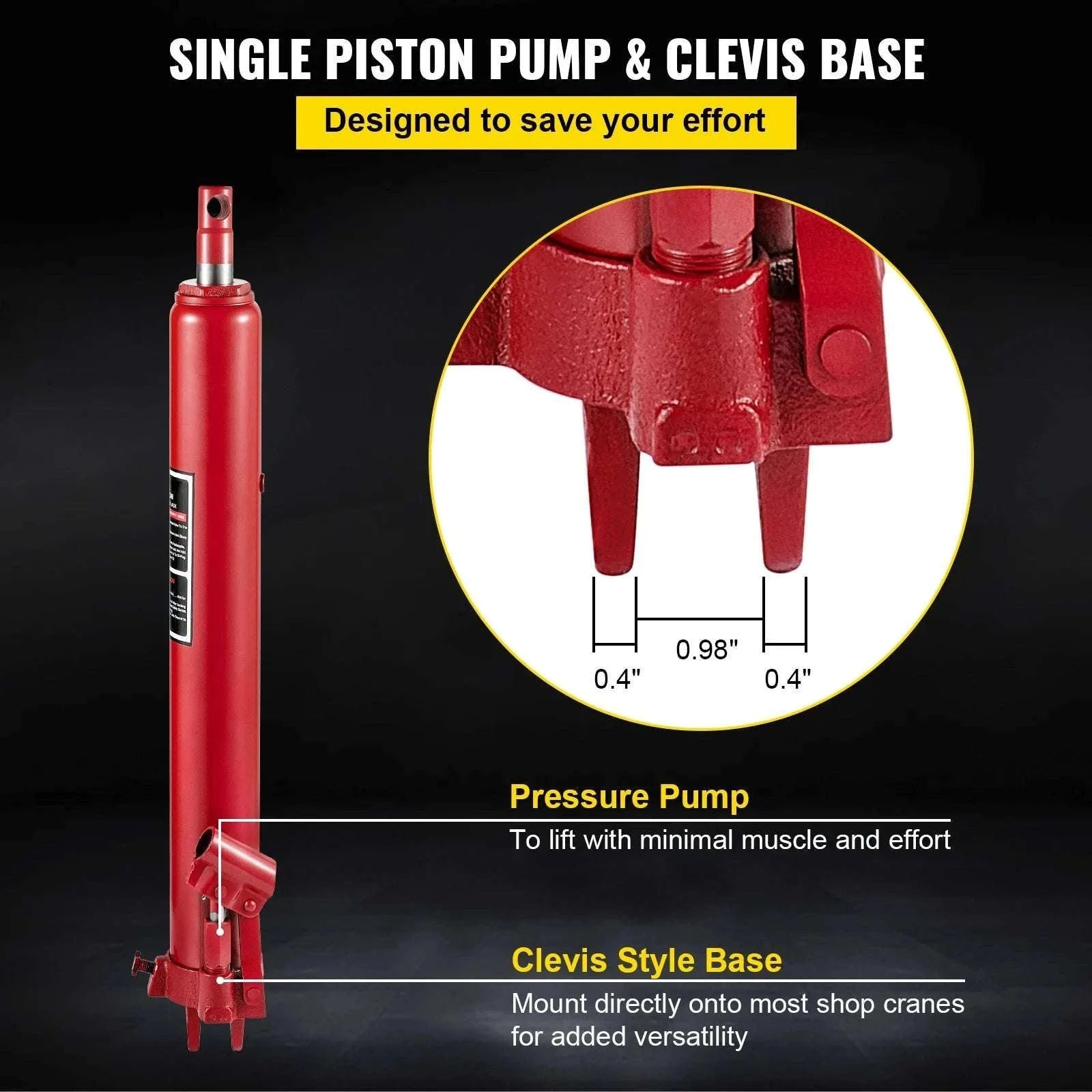 8 Ton Hydraulic Long Ram Jack for Engine Hoists & Shop Cranes-United States