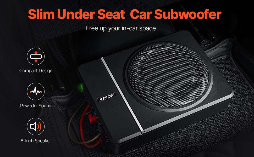 8" Underseat Car Subwoofer with Built-In Amp 240W Peak Power-120W / france