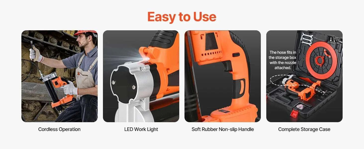 8000 PSI Cordless Electric Grease Gun with 35.4in Hose-8000PSI / United States