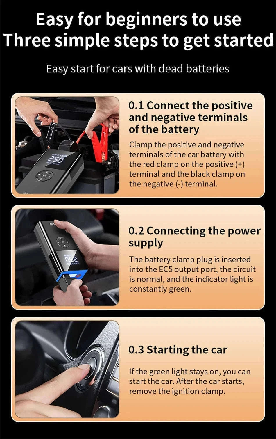 8000A Car Jump Starter with Air Compressor & Portable Power Bank-8000A Ordinary Clip / China Mainland