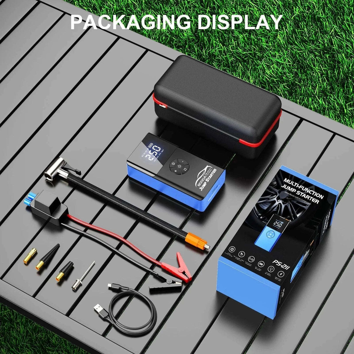 8000A Car Jump Starter with Air Compressor & Portable Power Bank-8000A Ordinary Clip / China Mainland