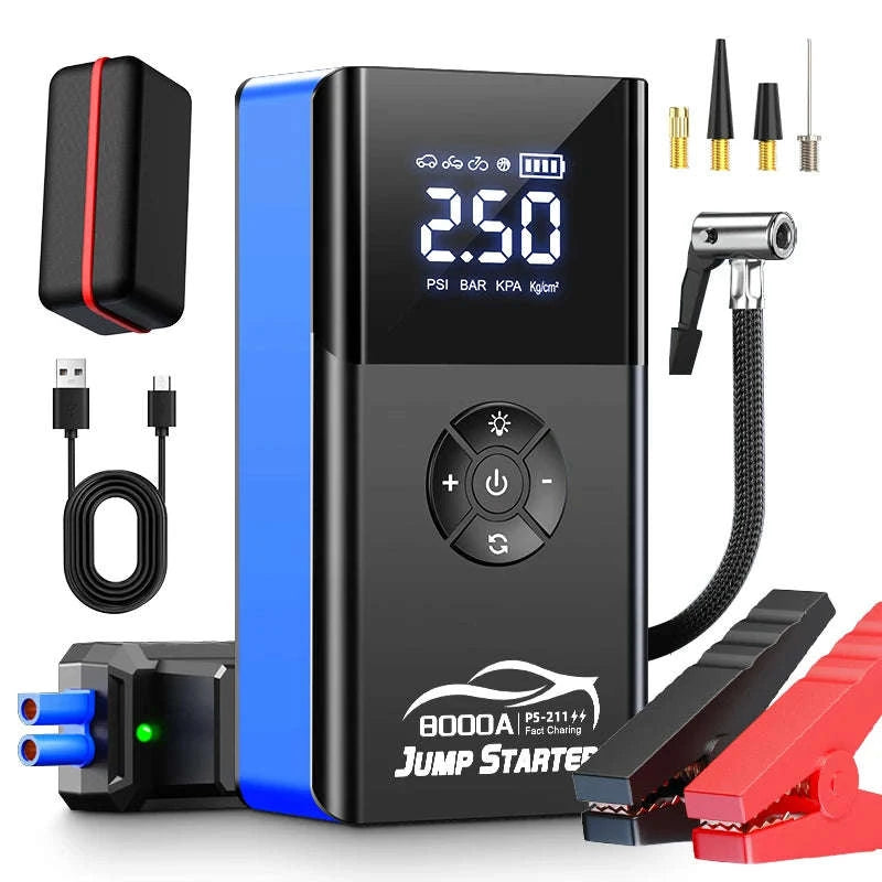 8000A Car Jump Starter with Air Compressor & Portable Power Bank-8000A Ordinary Clip / China Mainland