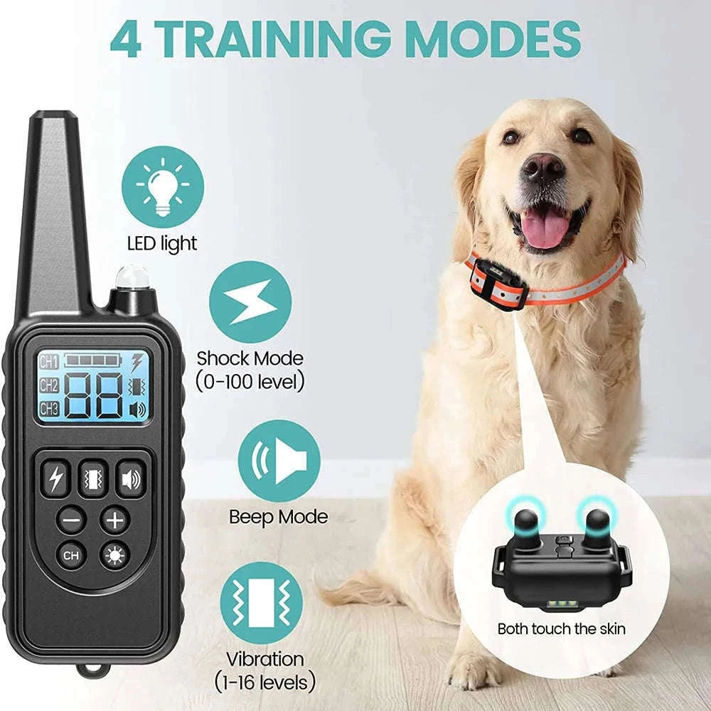 800m Waterproof Dog Training Collar with LCD Remote-G / EU Plug