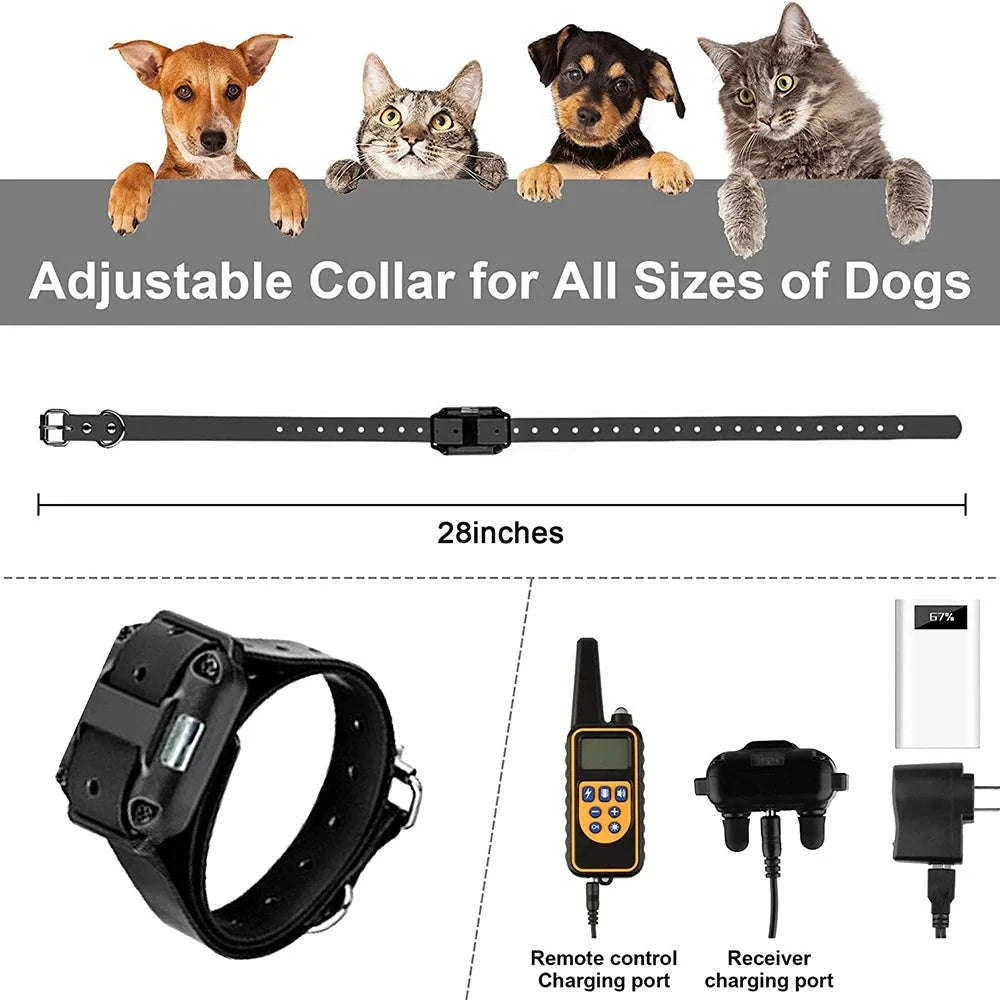 800m Waterproof Dog Training Collar with LCD Remote-G / EU Plug