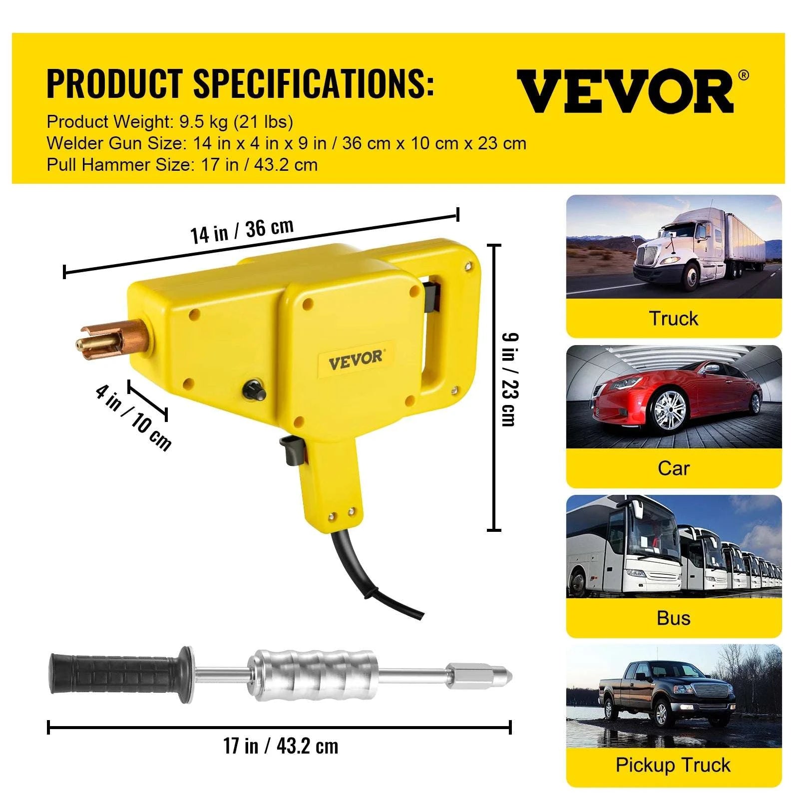 800VA Stud Welder Dent Puller Kit 1600A Auto Body Repair Tool-800VA / United States