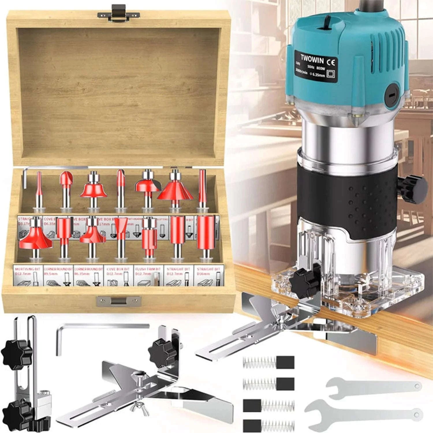 800W Woodworking Electric Trimmer and Woodmilling Machine-EU / Poland