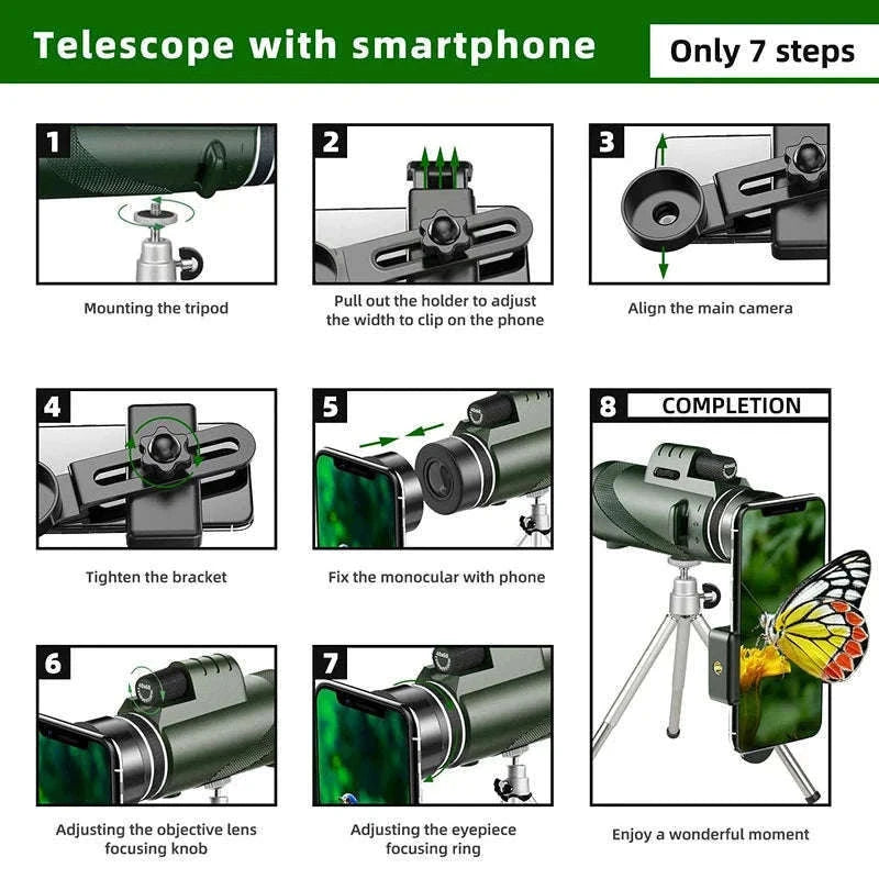 80x100 Monocular Telescope with Tripod and Phone Adapter-DDHS-80x100