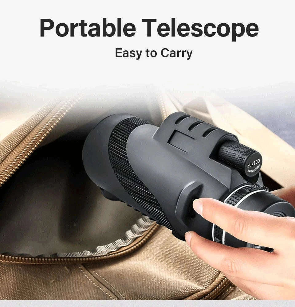80x100 Monocular Telescope with Tripod and Phone Adapter-DDHS-80x100