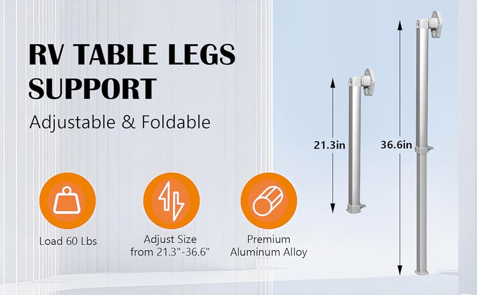 Folding Telescoping Legs 21-36inch Height Adjustable Rv Table Leg, Aluminum Alloy Rv Table Support for Rv Pontoon Truck Camper