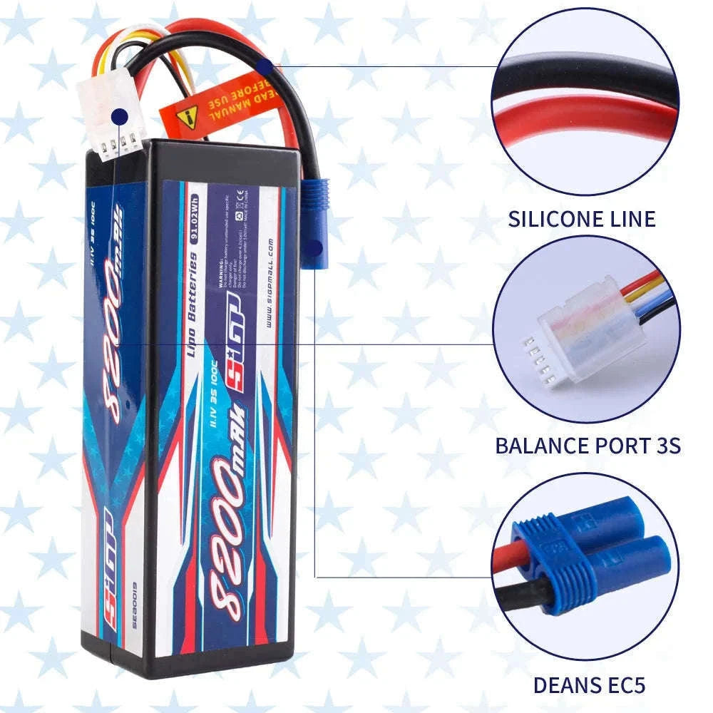 8200mAh Li-Polymer RC Battery 100C-S-8200-3S-100C-EC5 / United States