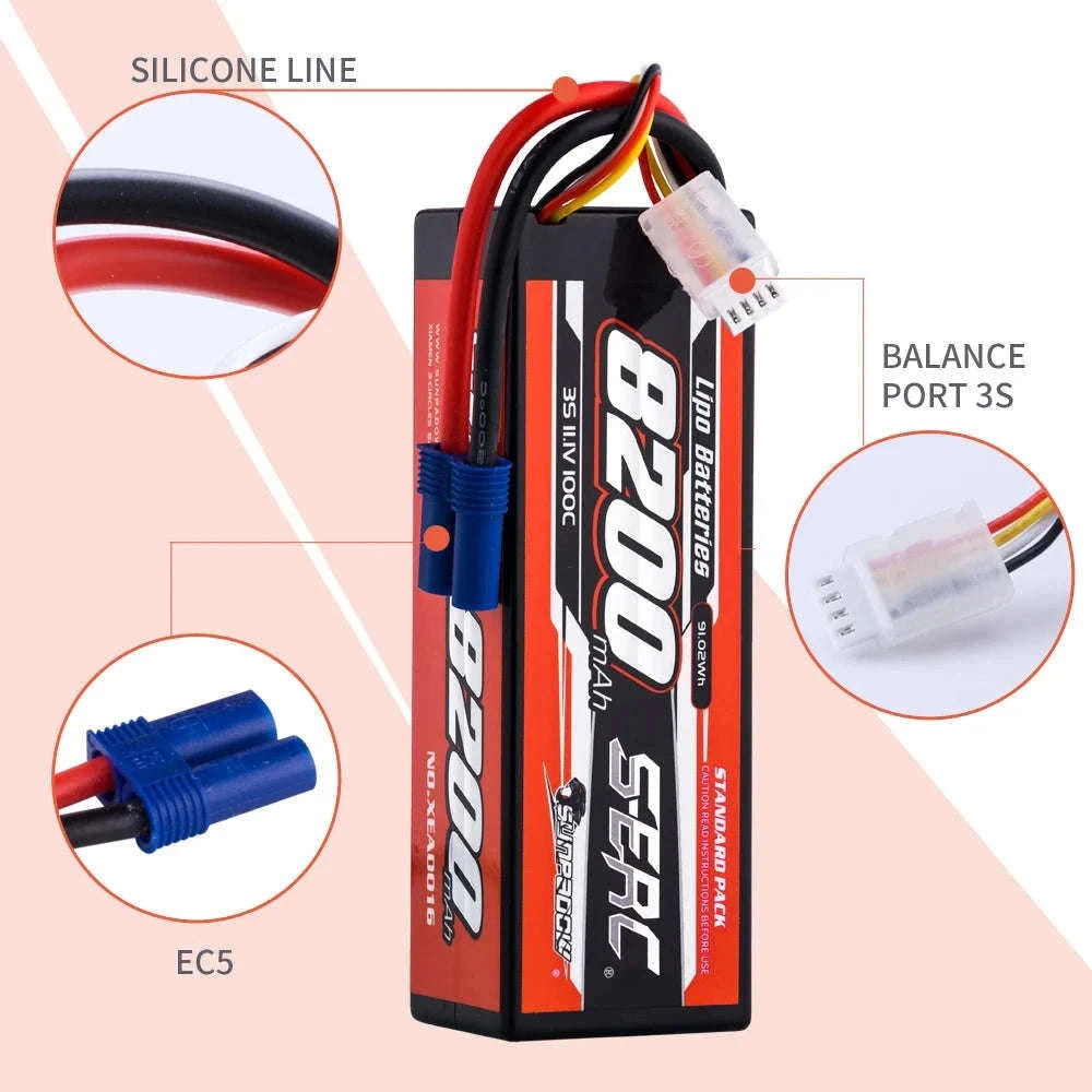 8200mAh Li-Polymer RC Battery 100C-S-8200-3S-100C-EC5 / United States