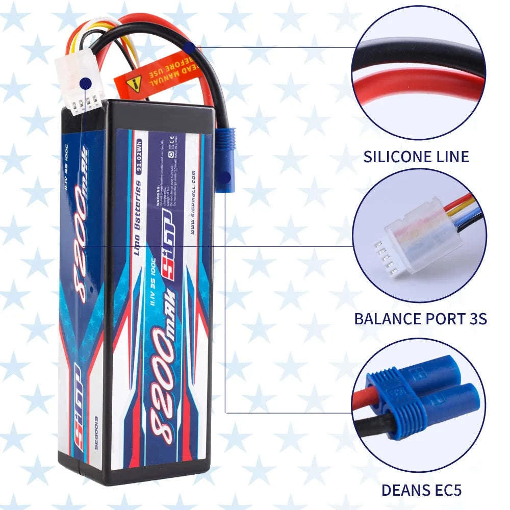 8200mAh Li-Polymer RC Battery 100C-S-8200-3S-100C-EC5 / United States