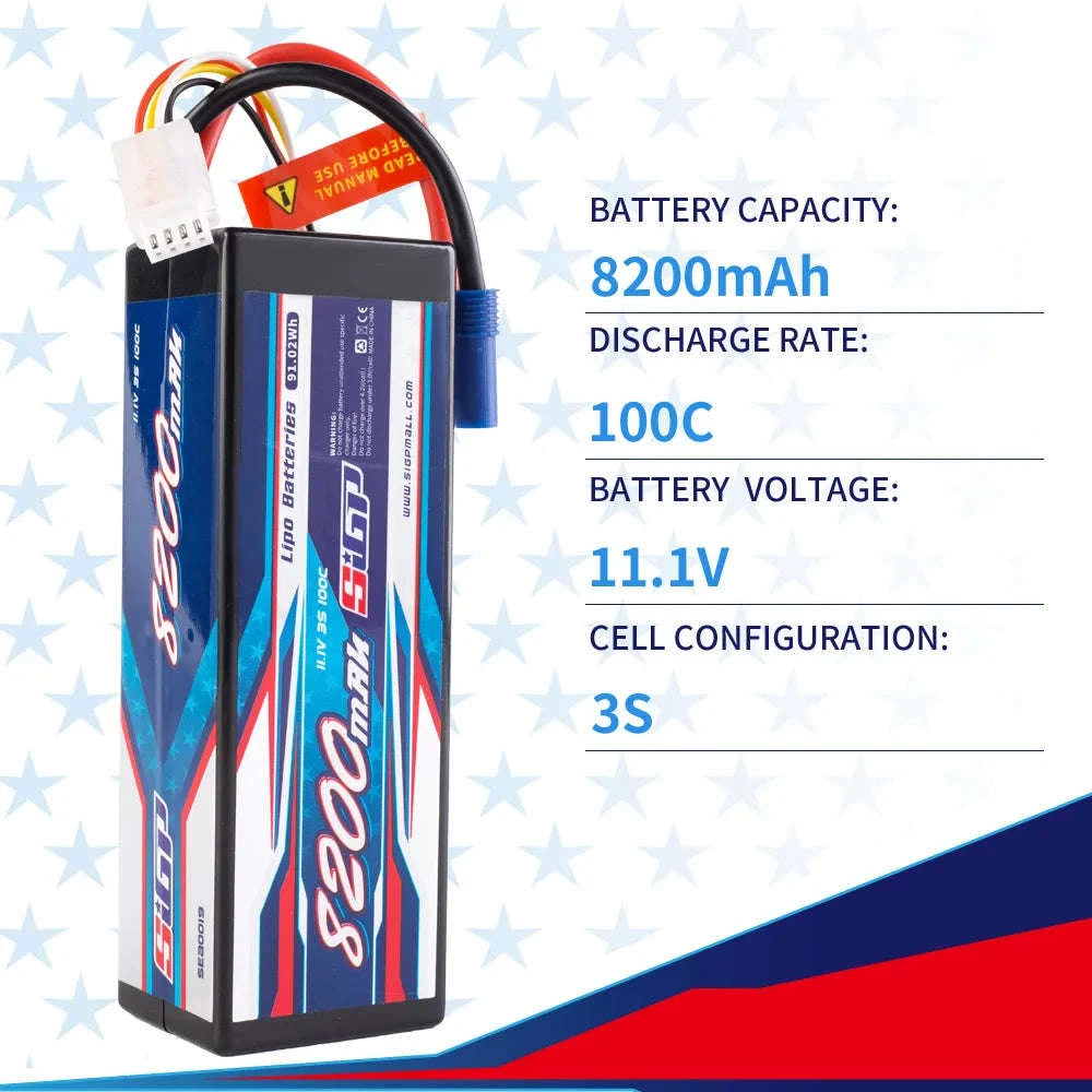 8200mAh Li-Polymer RC Battery 100C-S-8200-3S-100C-EC5 / United States