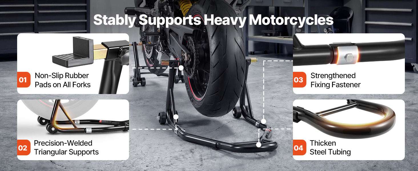 850lb Motorcycle Front & Rear Stand Lift Combo for Stable Maintenance-U Type L Type Fork / United States