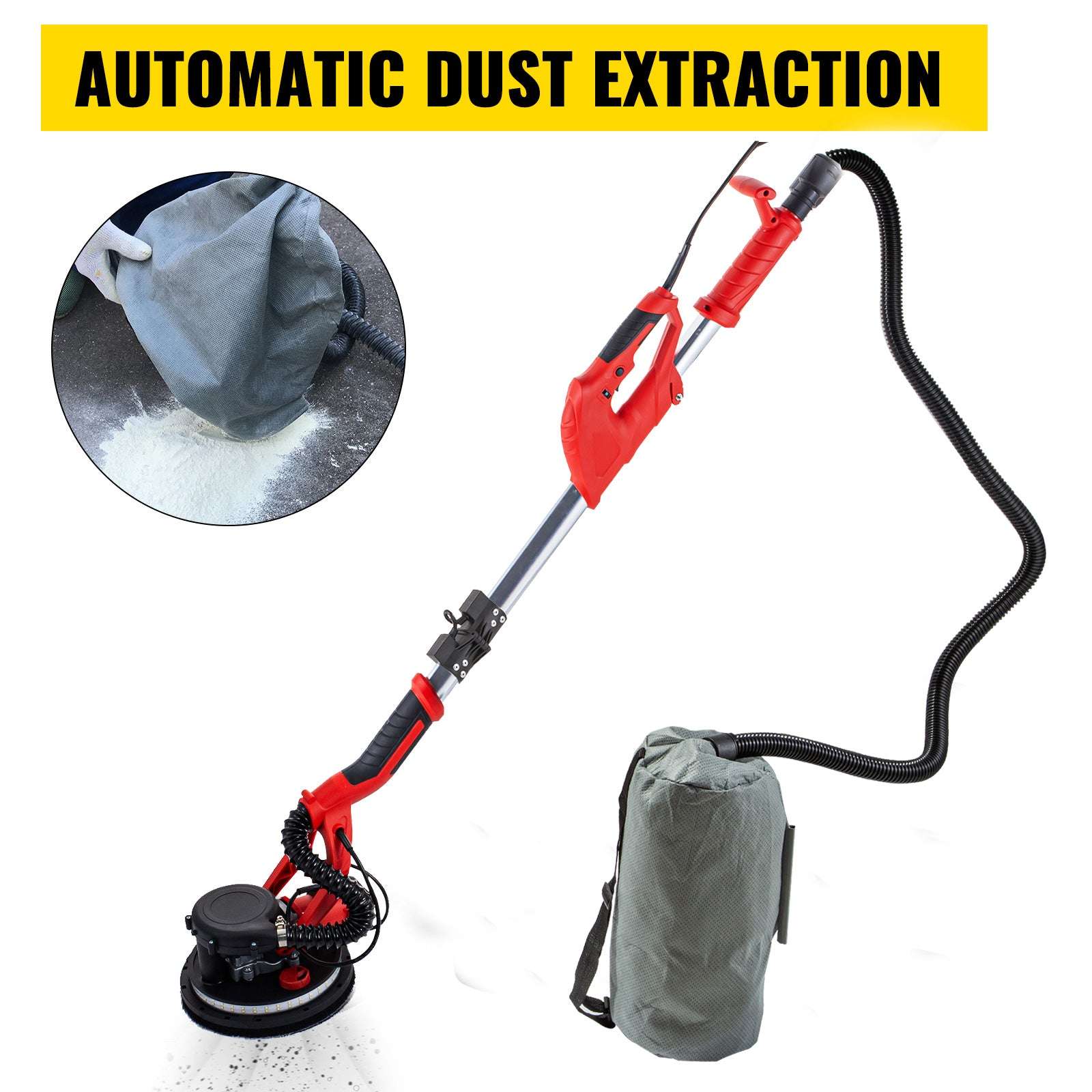 850W Drywall Sander with Variable Speed, LED Light & Extendable Handle-United States
